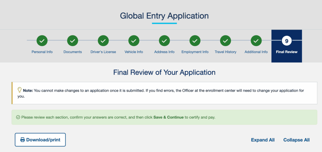 Global Entry 申請